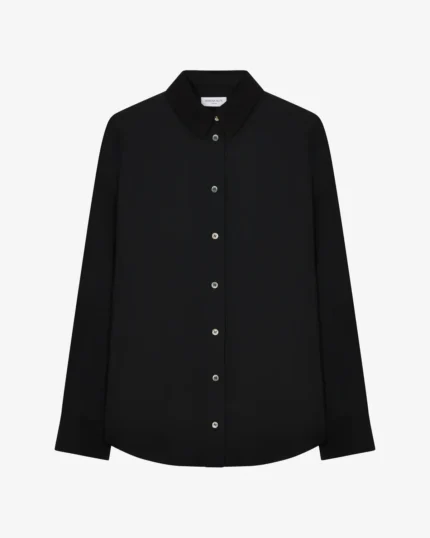 Classic-Shirt-With-Georgette-Trim-Black