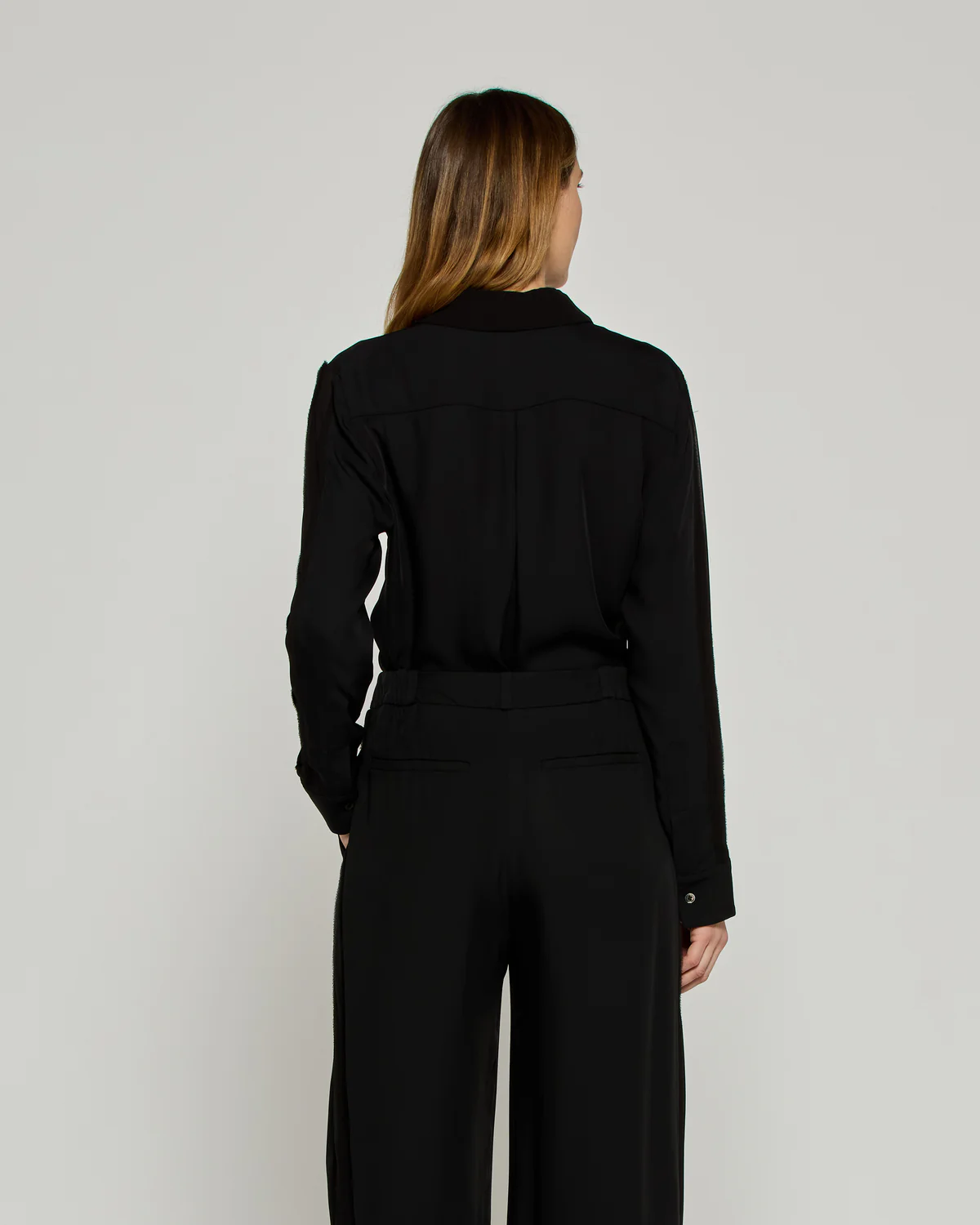 SS25 Classic Shirt with georgette trim black 3